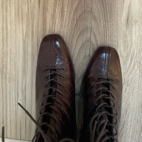 Brown Leather Textured Boots by LaRedoute - Picture 7 of 8